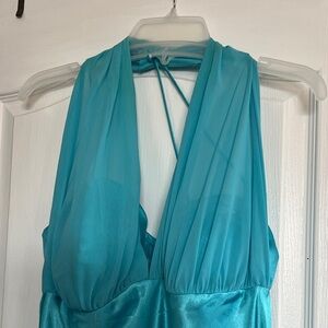 Betsy & Adam Teal Prom Dress